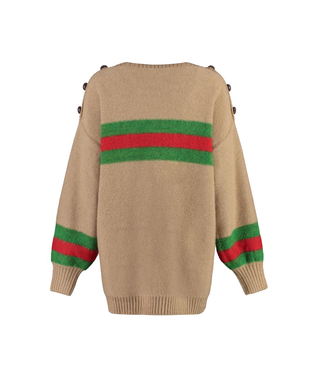 GUCCI Бежевый шерстяной джемпер / свитер, фото 2