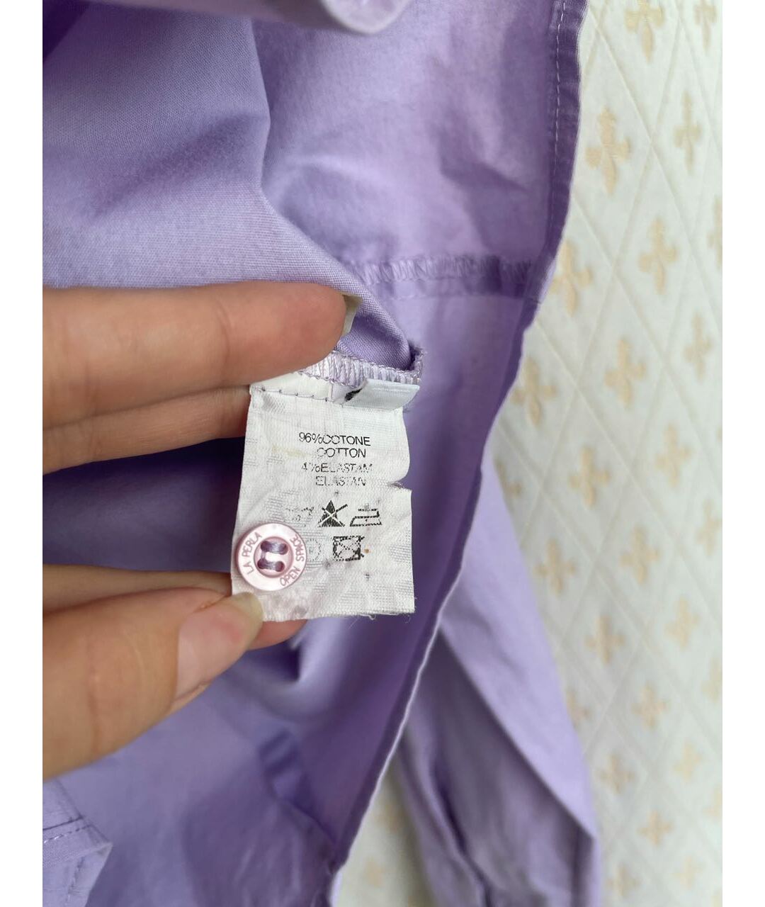 LA PERLA Фиолетовая хлопко-эластановая рубашка, фото 7