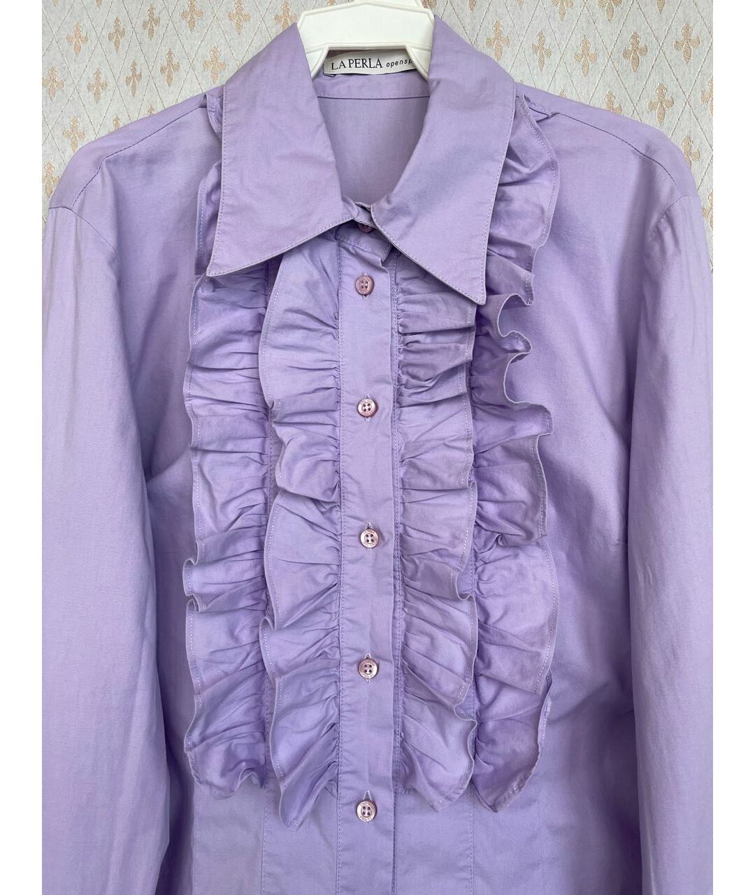 LA PERLA Фиолетовая хлопко-эластановая рубашка, фото 6