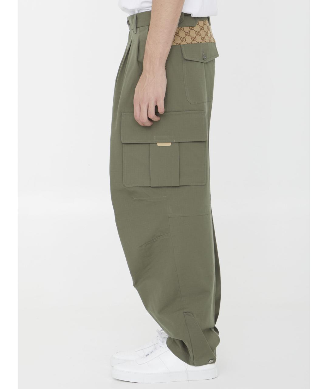 GUCCI Зеленые хлопковые повседневные брюки, фото 3