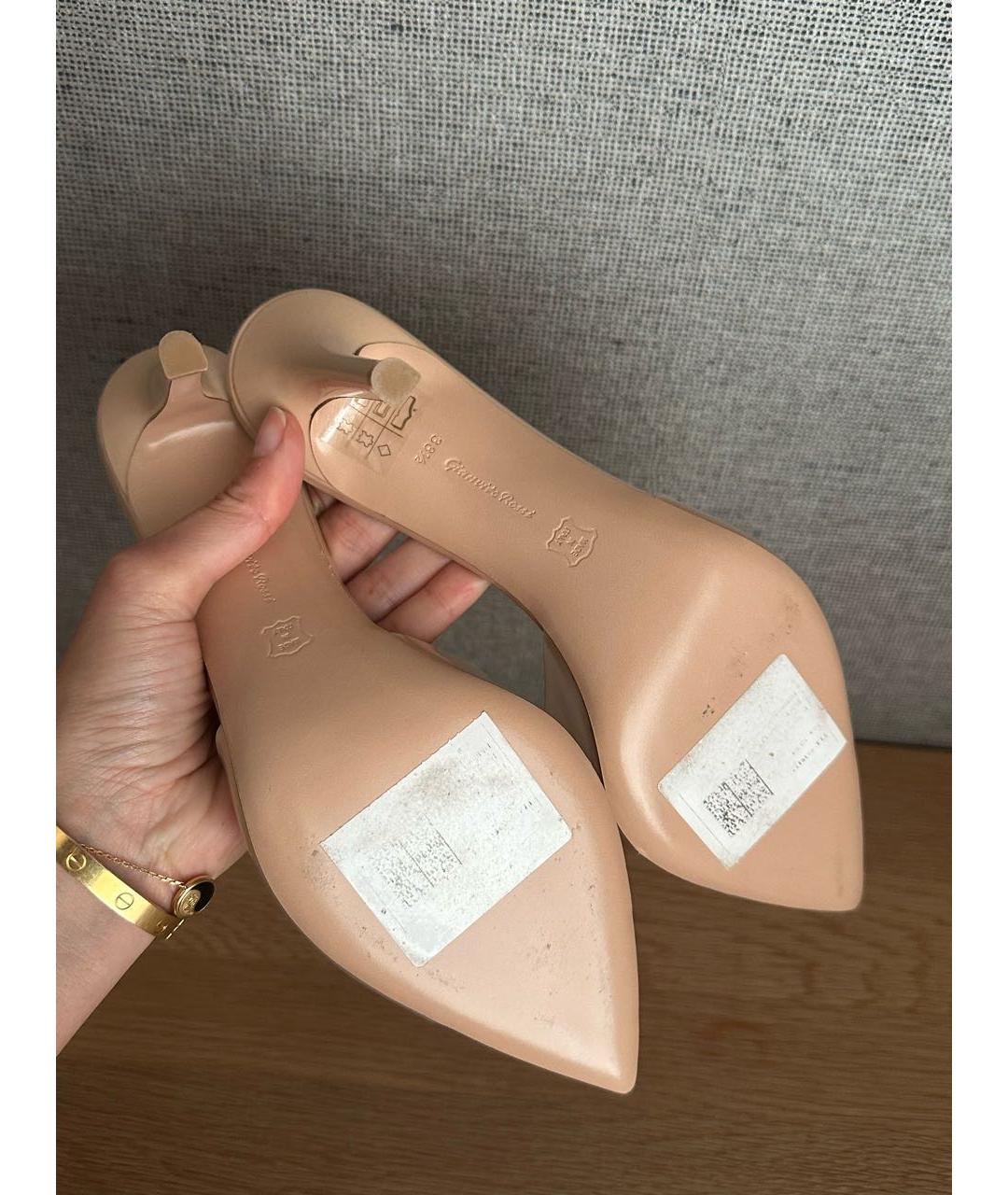GIANVITO ROSSI Бежевые кожаные мюли, фото 4