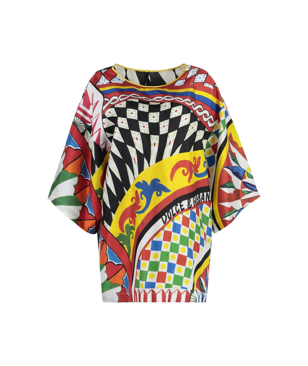 DOLCE&GABBANA Мульти шелковая футболка, фото 1