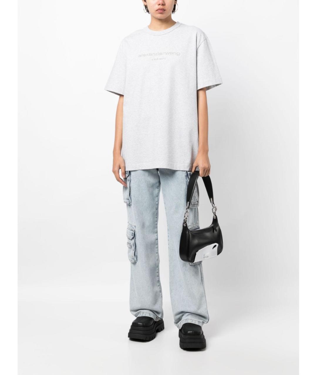 ALEXANDER WANG Серая хлопковая футболка, фото 2