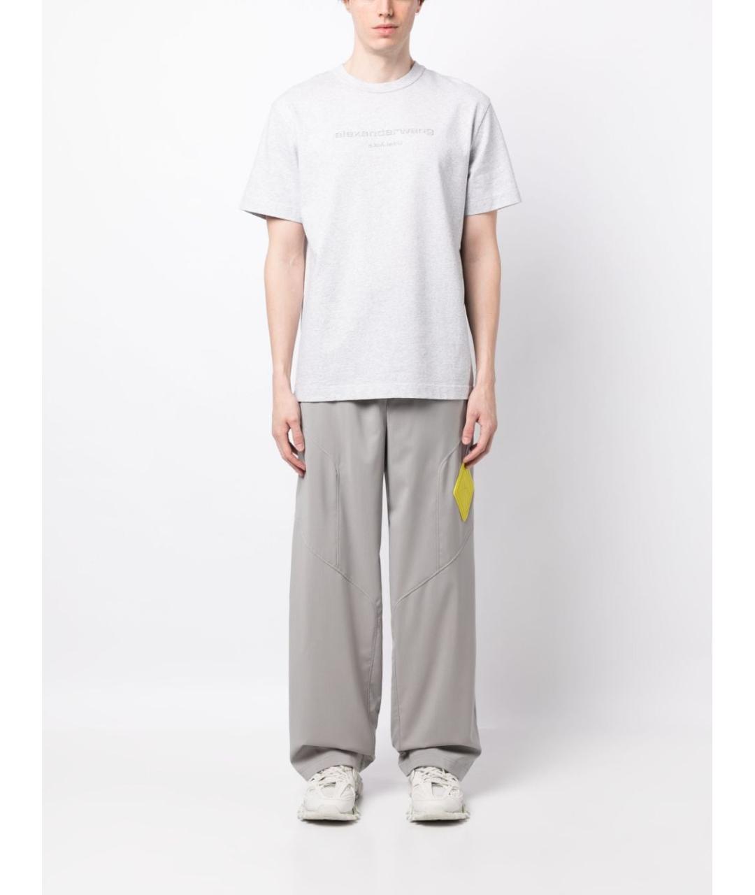ALEXANDER WANG Серая хлопковая футболка, фото 3