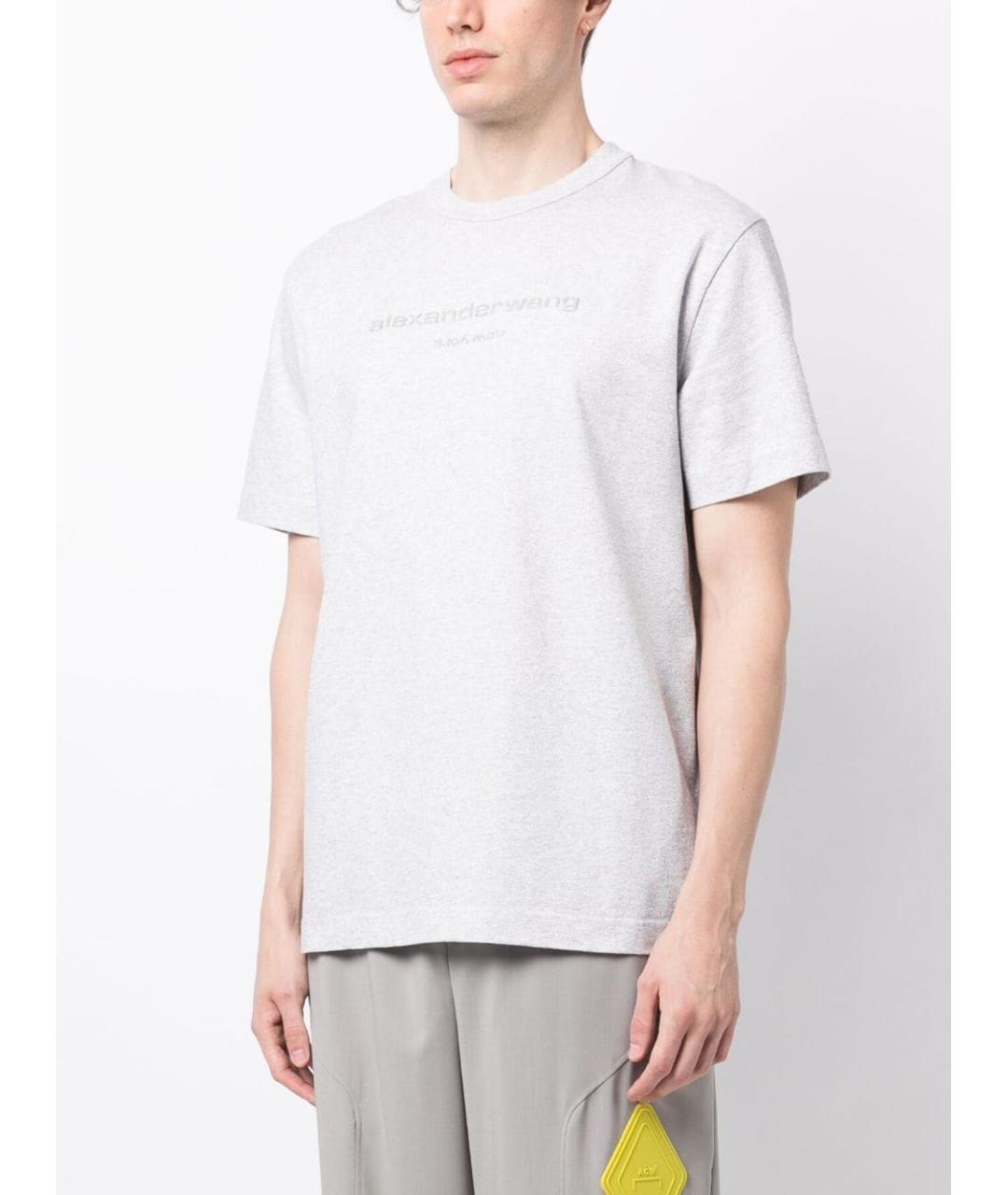 ALEXANDER WANG Серая хлопковая футболка, фото 4