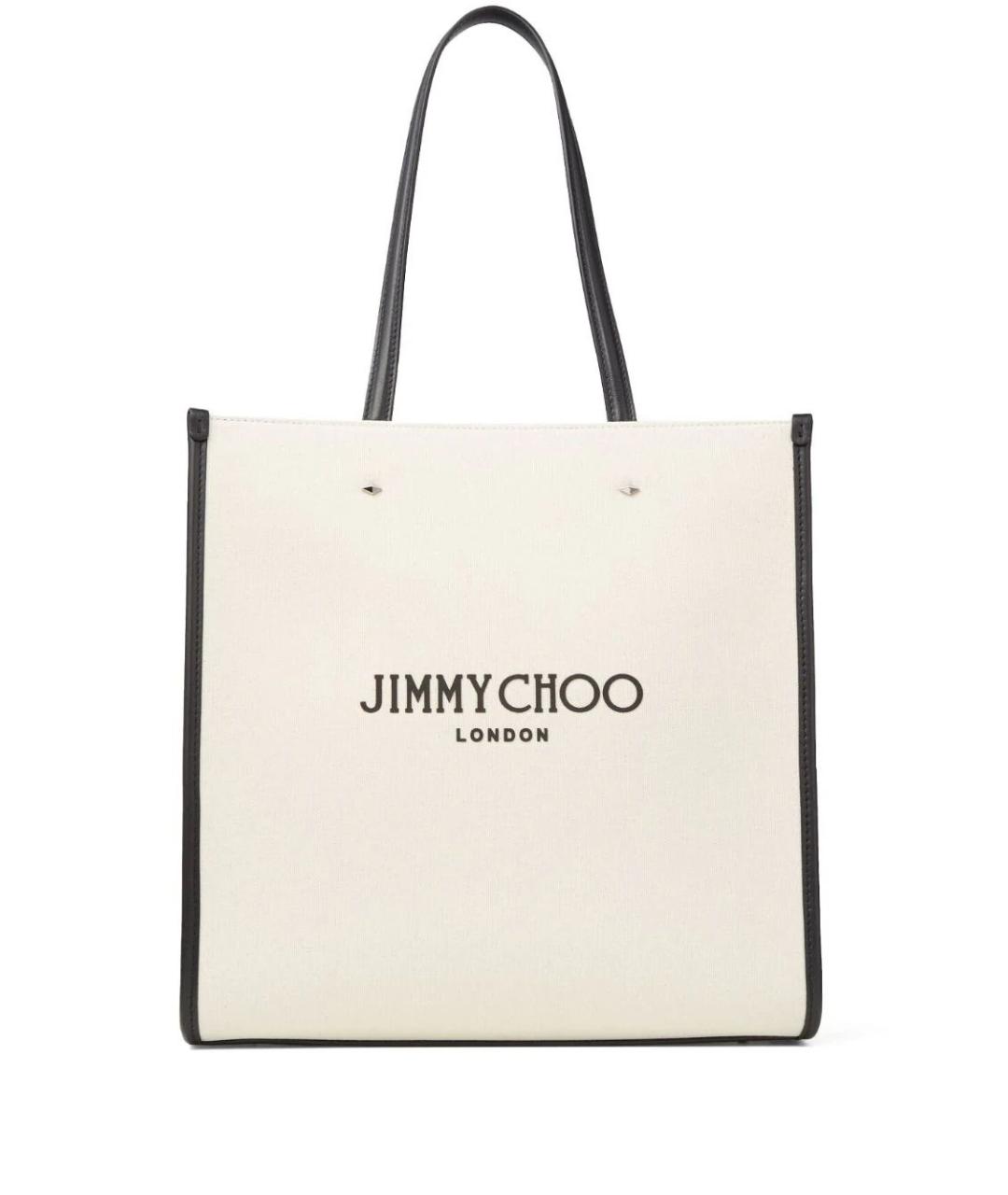 JIMMY CHOO Бежевая тканевая сумка тоут, фото 1