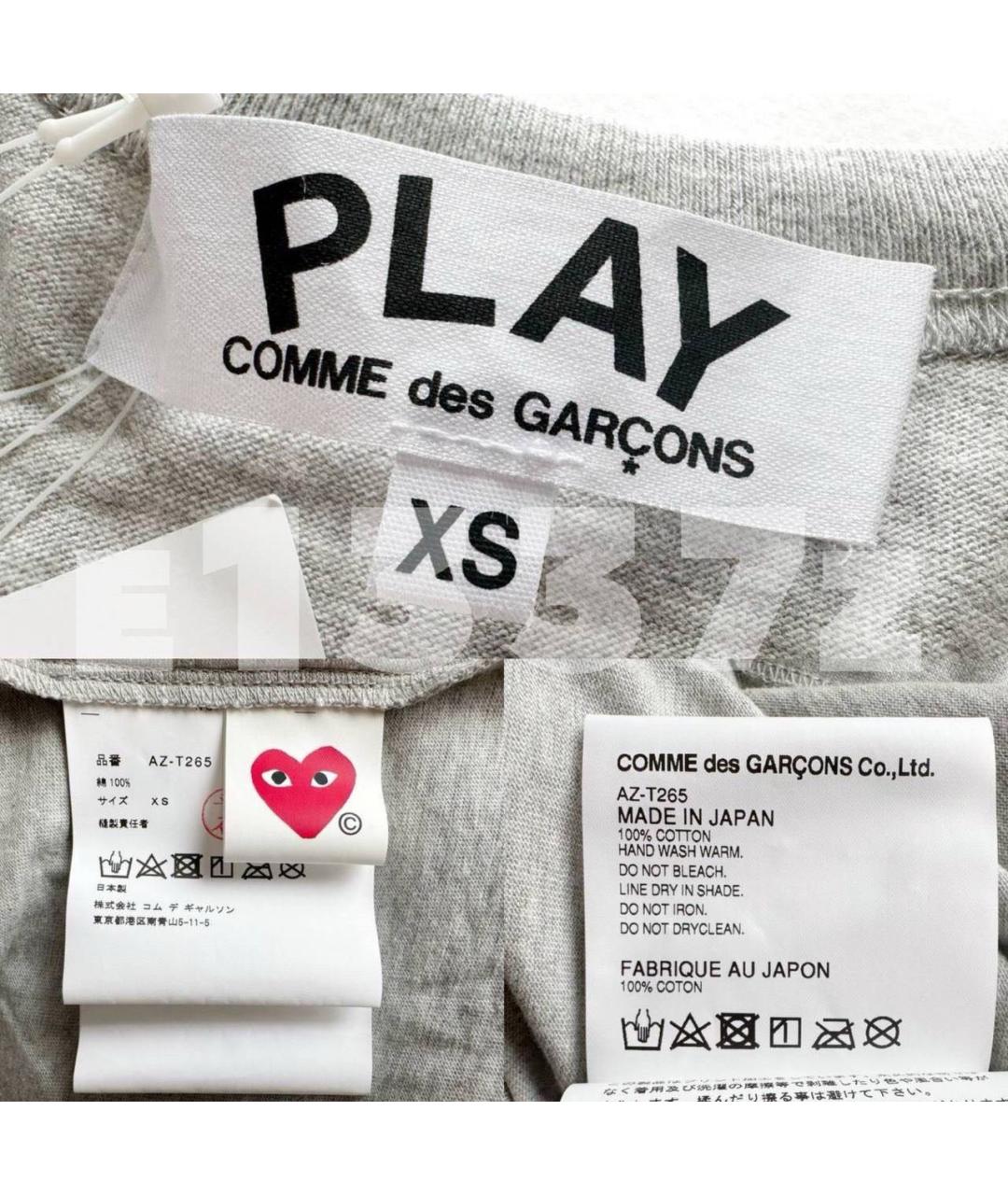 COMME DES GARÇONS Серая хлопковая футболка, фото 4