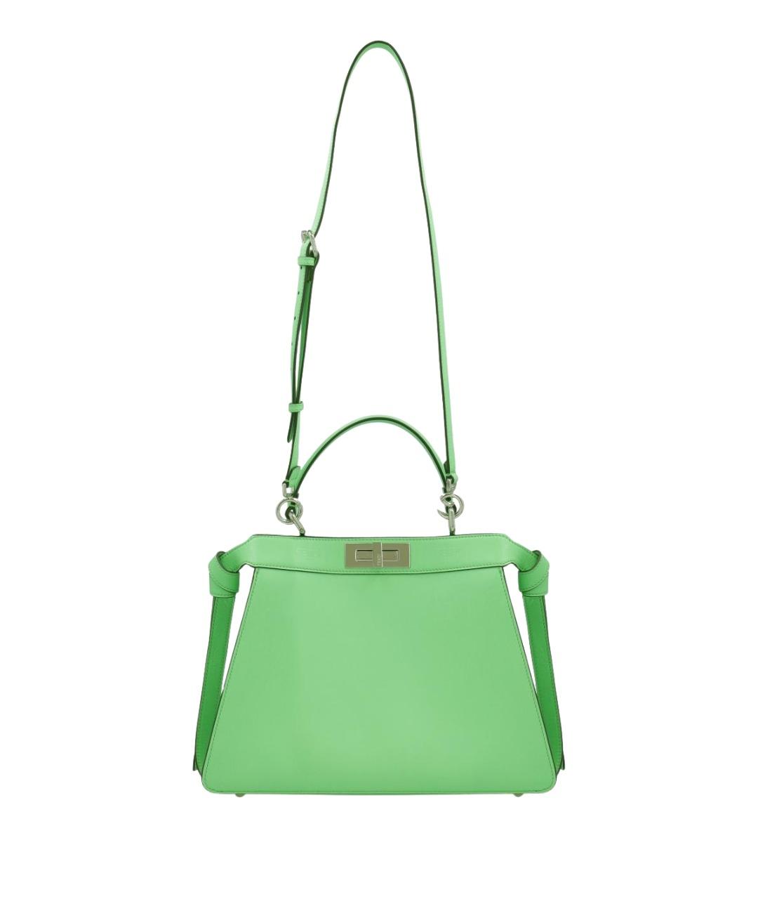 FENDI Зеленая кожаная сумка тоут, фото 3