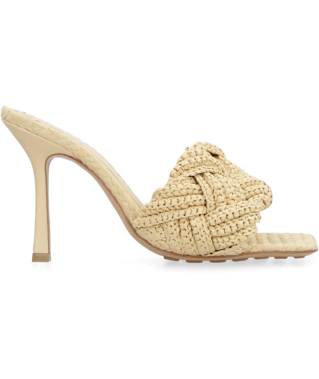 BOTTEGA VENETA Бежевые кожаные мюли, фото 2