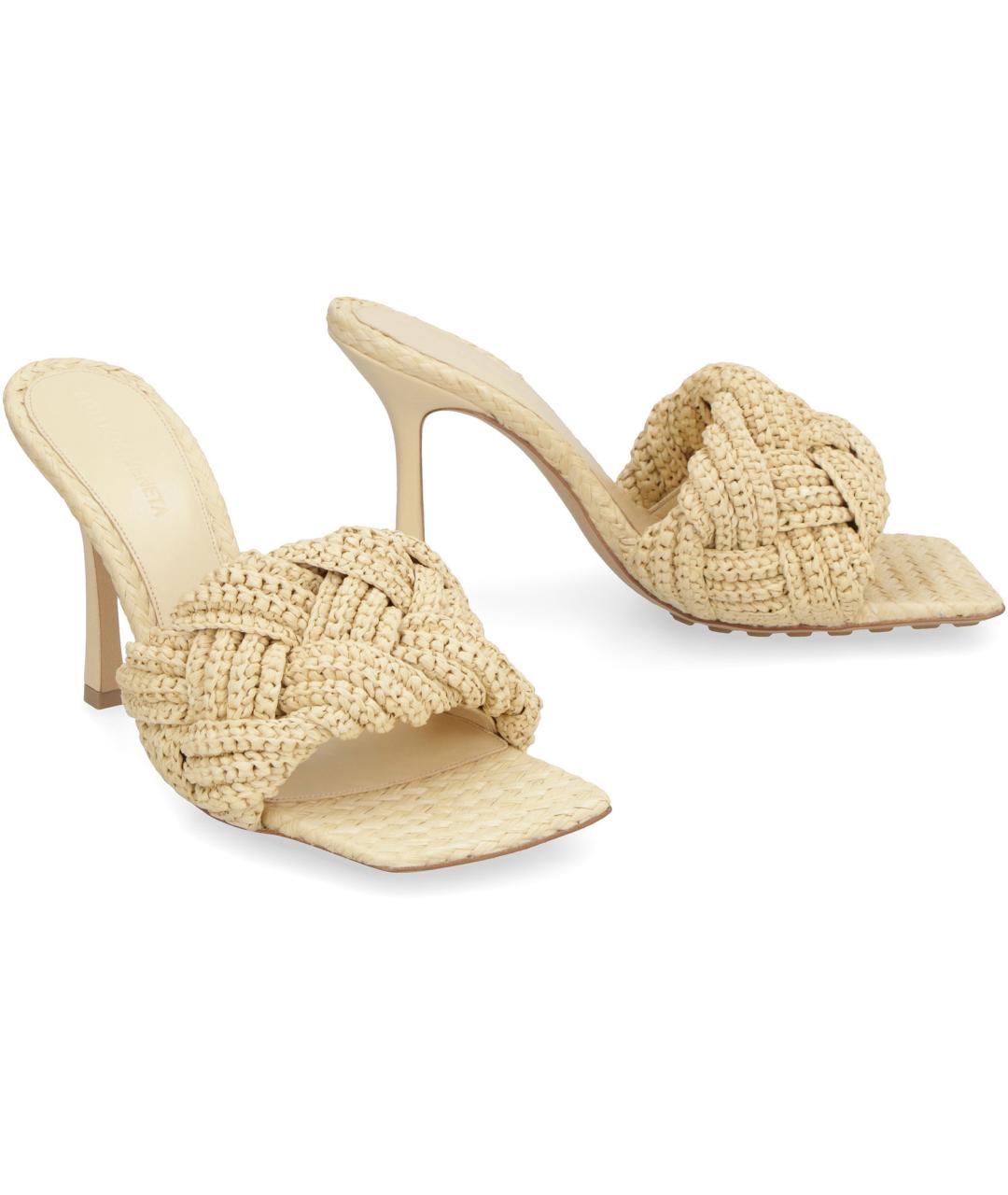 BOTTEGA VENETA Бежевые кожаные мюли, фото 3