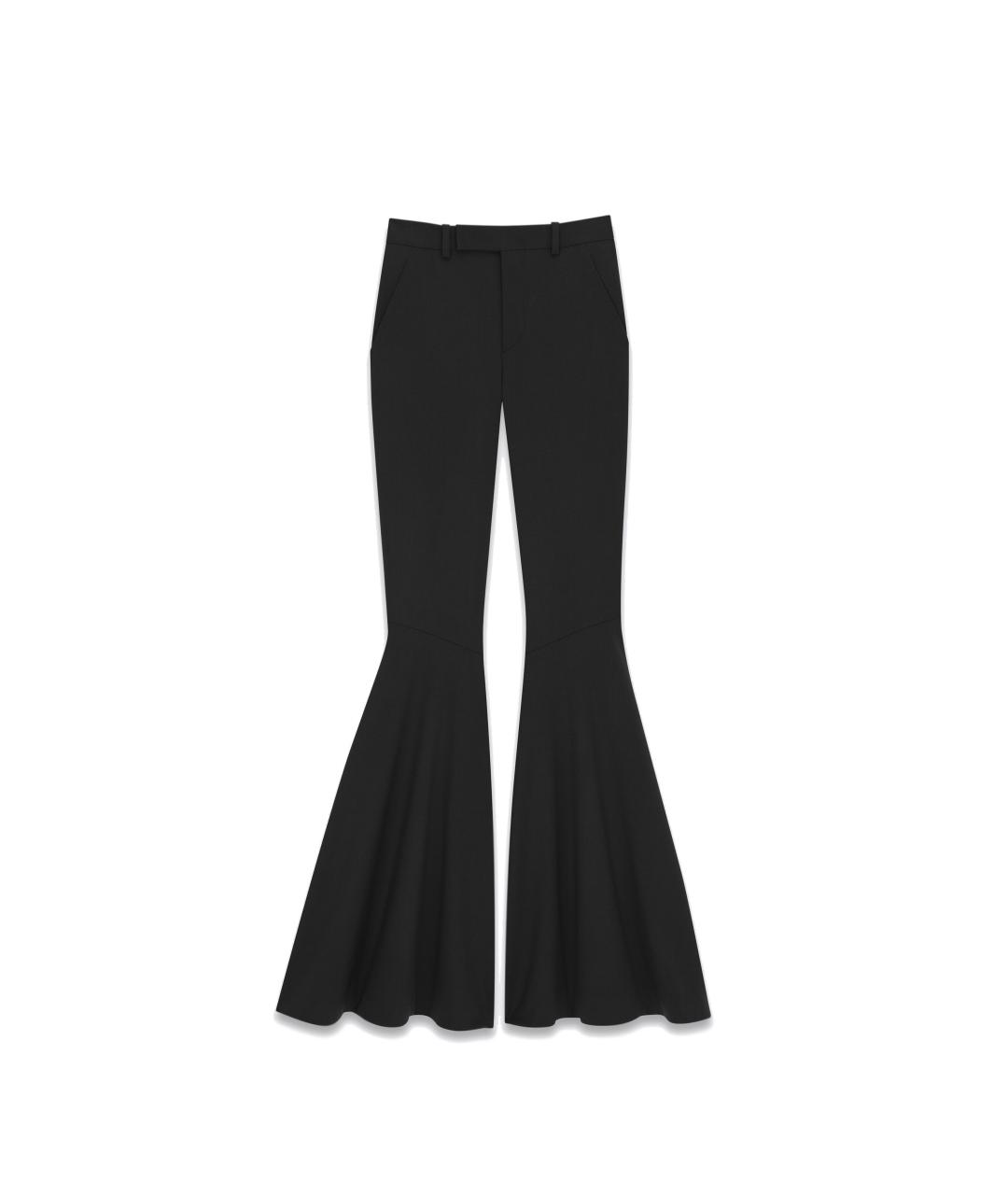 SAINT LAURENT Черные шерстяные брюки широкие, фото 1