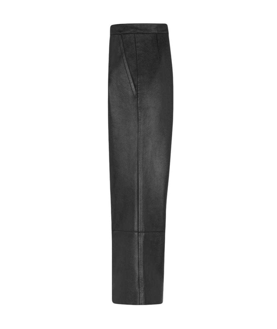 SAINT LAURENT Черные кожаные прямые брюки, фото 2