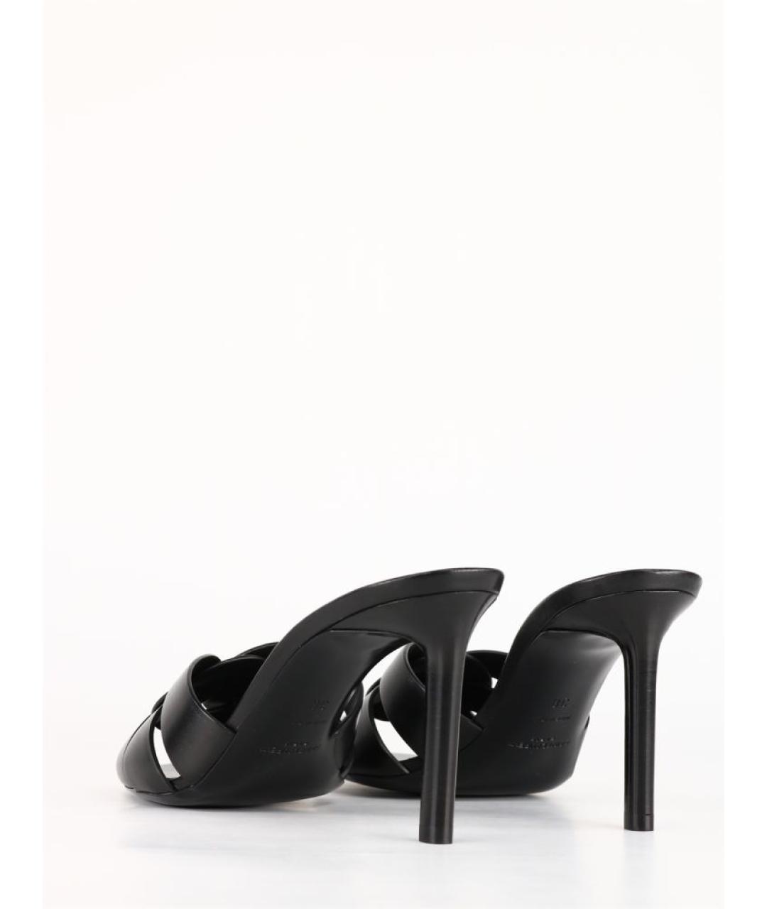 SAINT LAURENT Черные кожаные мюли, фото 5