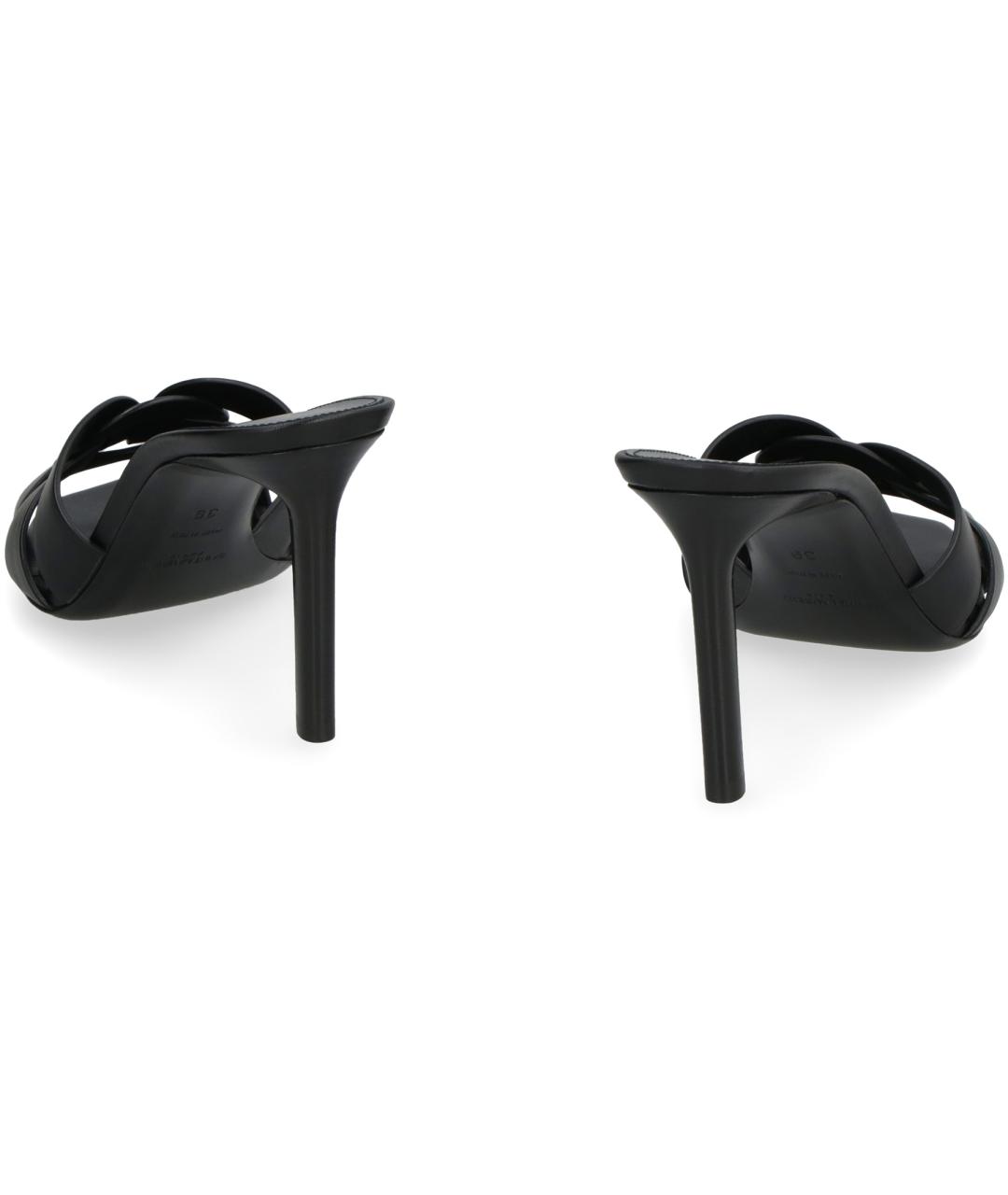 SAINT LAURENT Черные кожаные мюли, фото 4