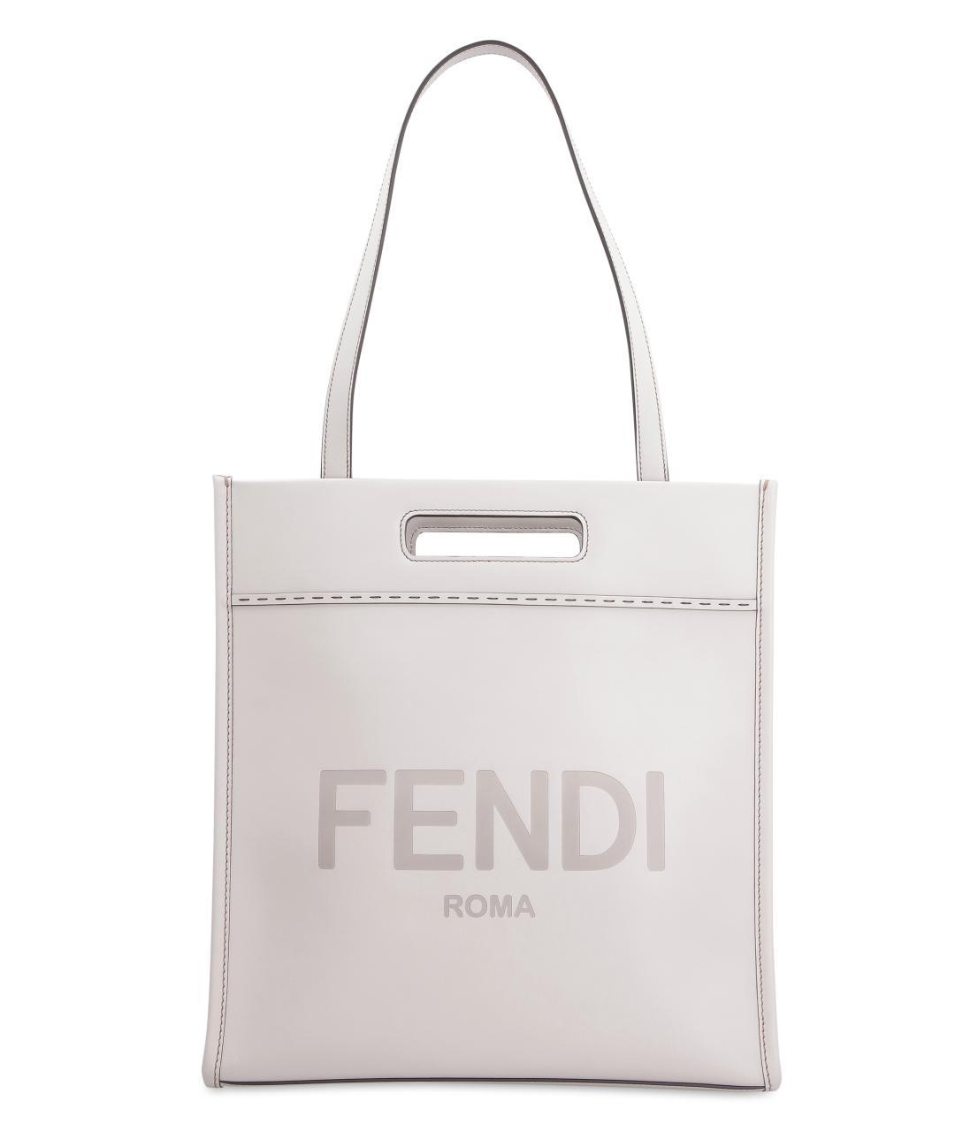 FENDI Серая кожаная сумка тоут, фото 5