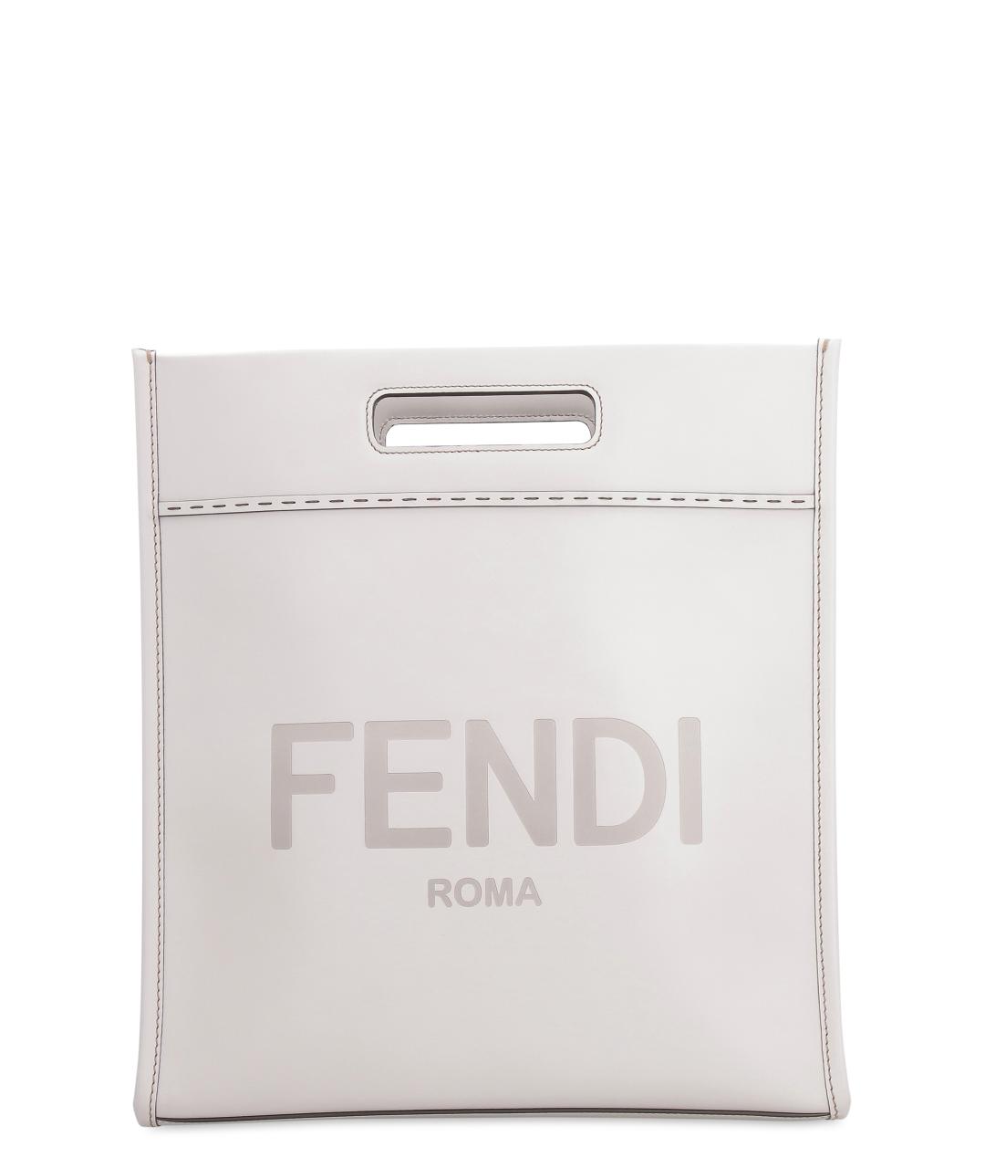 FENDI Серая кожаная сумка тоут, фото 1