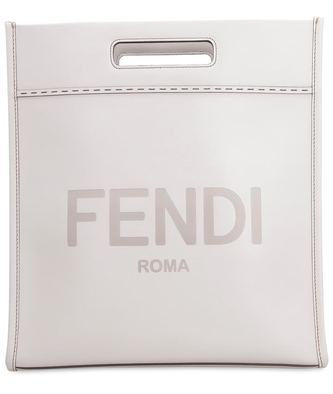 FENDI Серая кожаная сумка тоут, фото 2