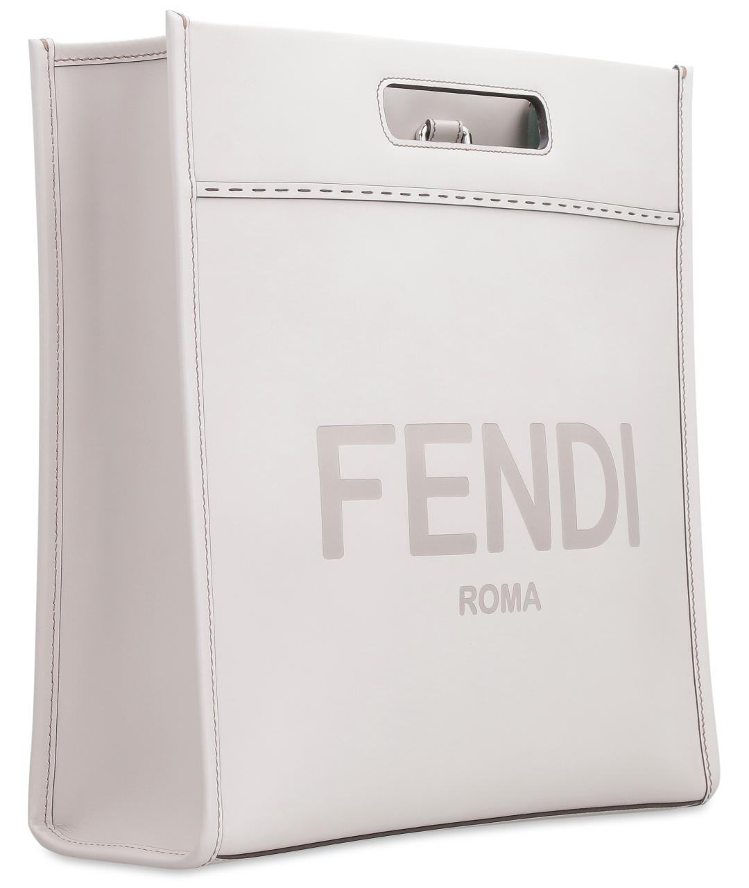 FENDI Серая кожаная сумка тоут, фото 3