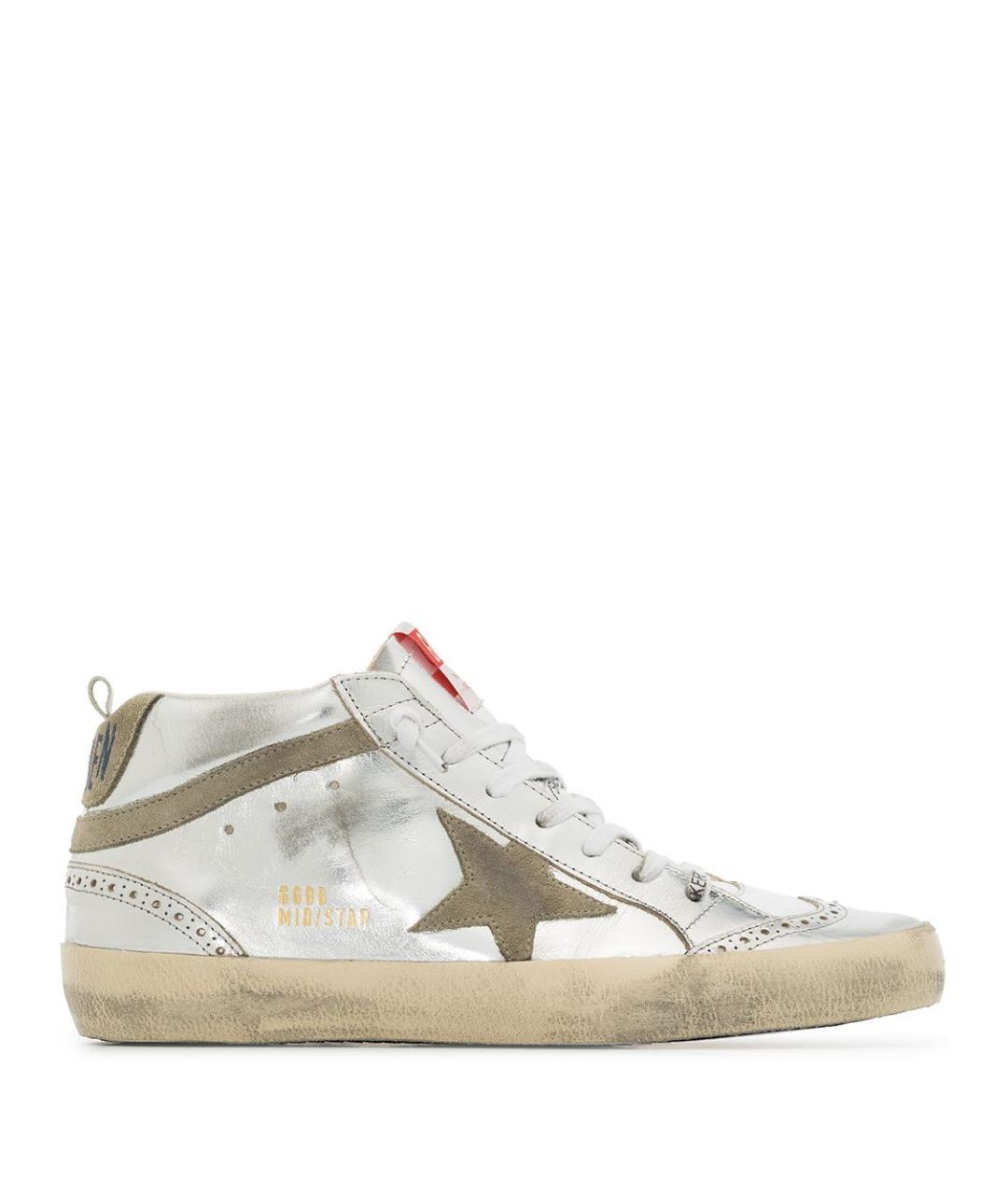 GOLDEN GOOSE DELUXE BRAND Серебряные кожаные кеды, фото 4