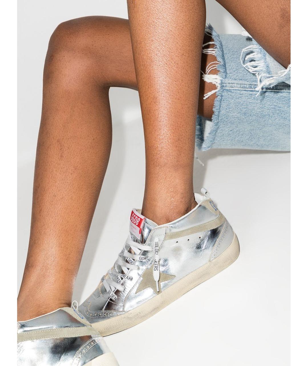GOLDEN GOOSE DELUXE BRAND Серебряные кожаные кеды, фото 3
