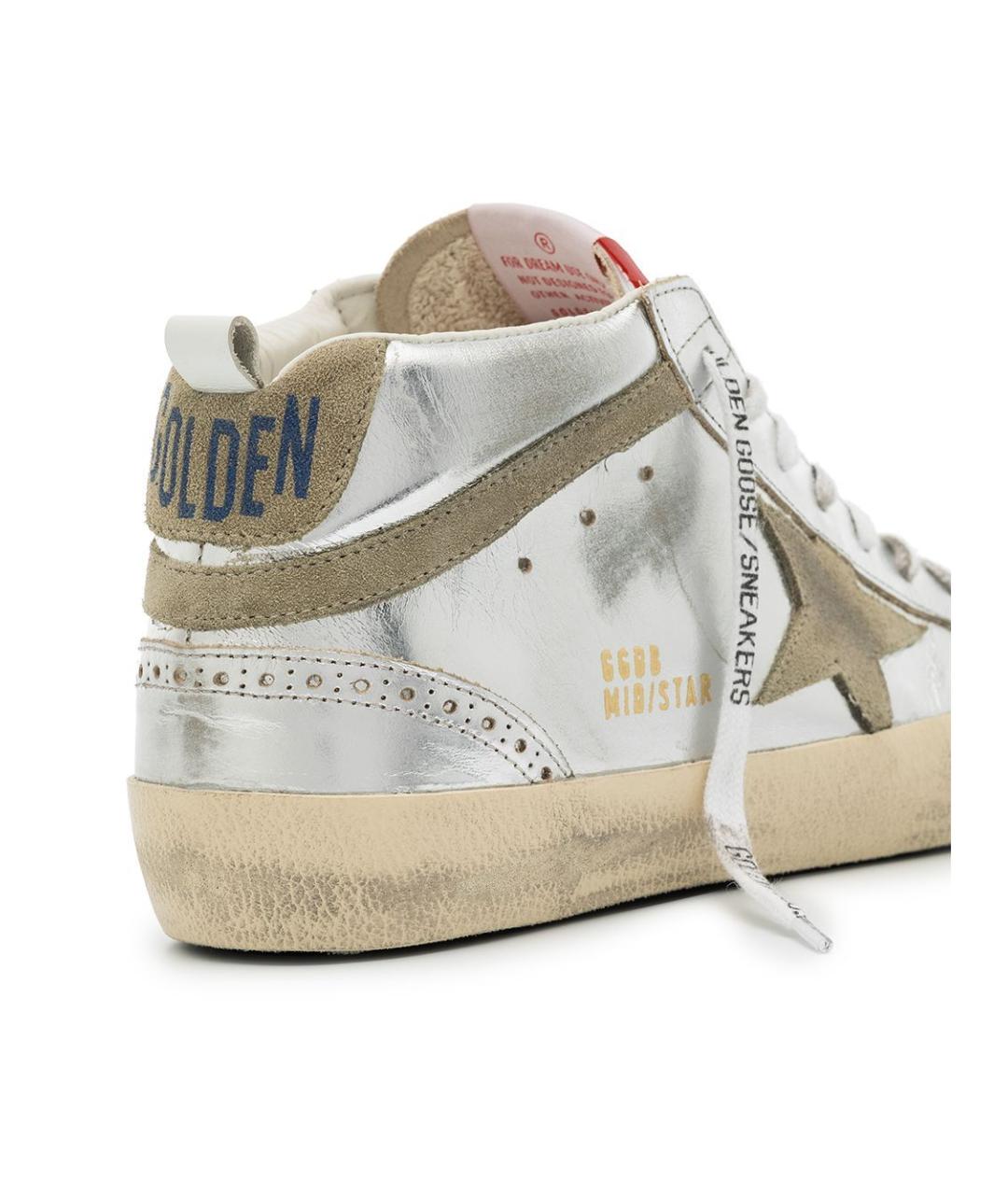 GOLDEN GOOSE DELUXE BRAND Серебряные кожаные кеды, фото 2