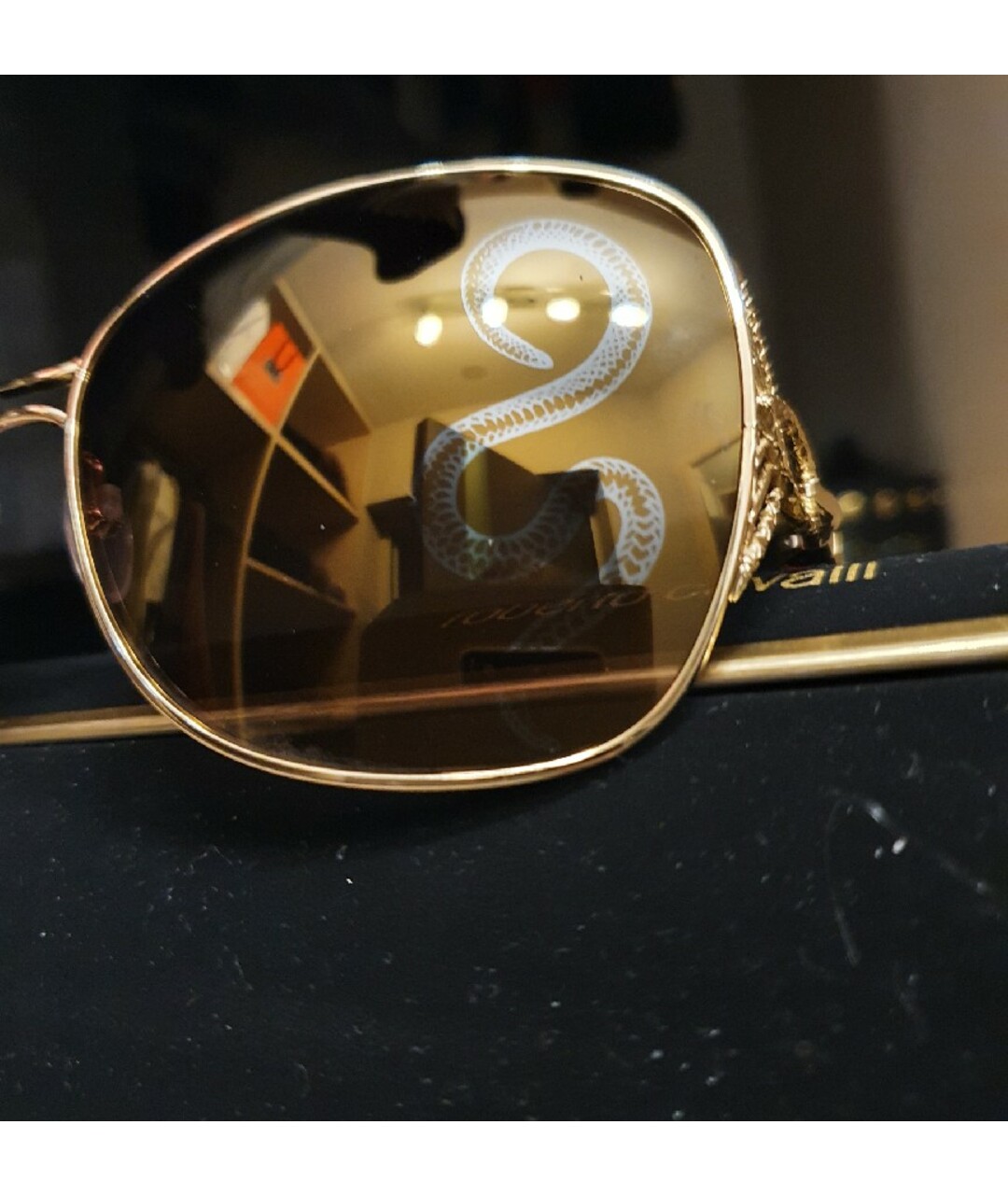ROBERTO CAVALLI Золотые металлические солнцезащитные очки, фото 9