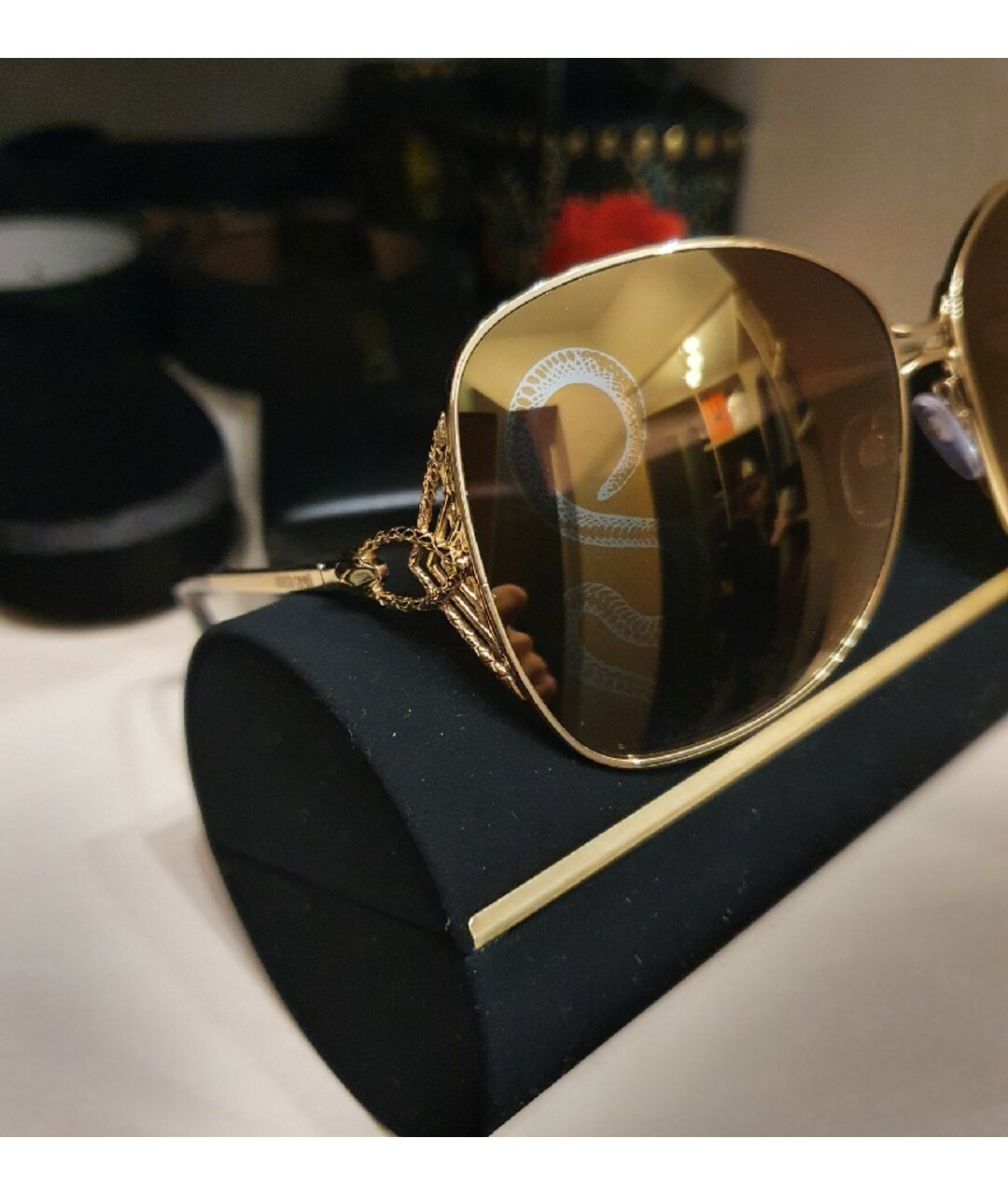 ROBERTO CAVALLI Золотые металлические солнцезащитные очки, фото 8