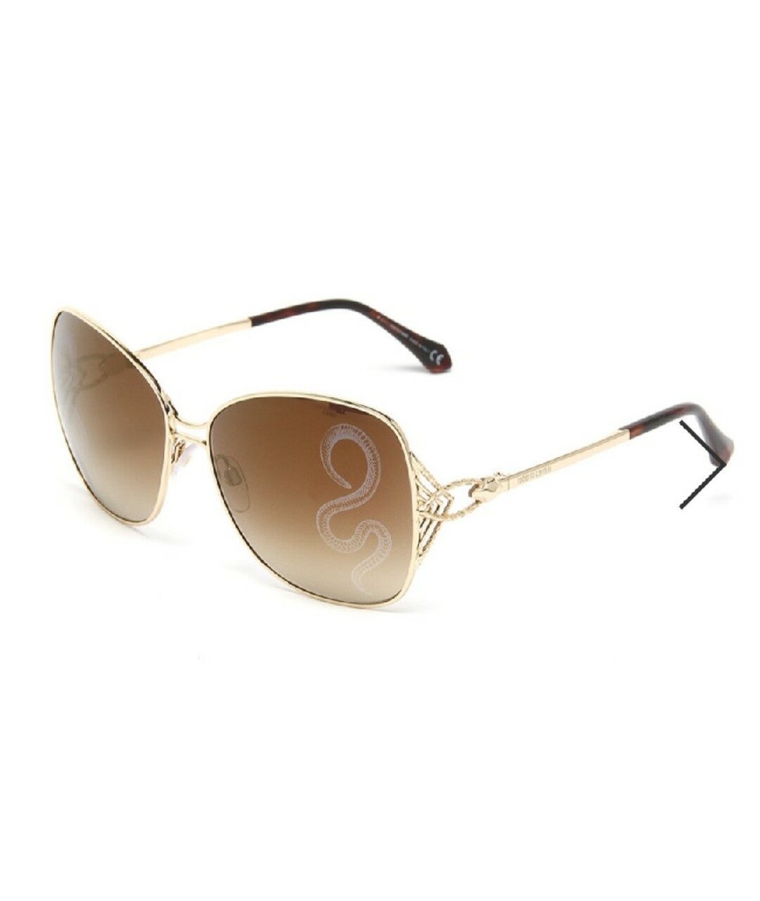 ROBERTO CAVALLI Золотые металлические солнцезащитные очки, фото 4