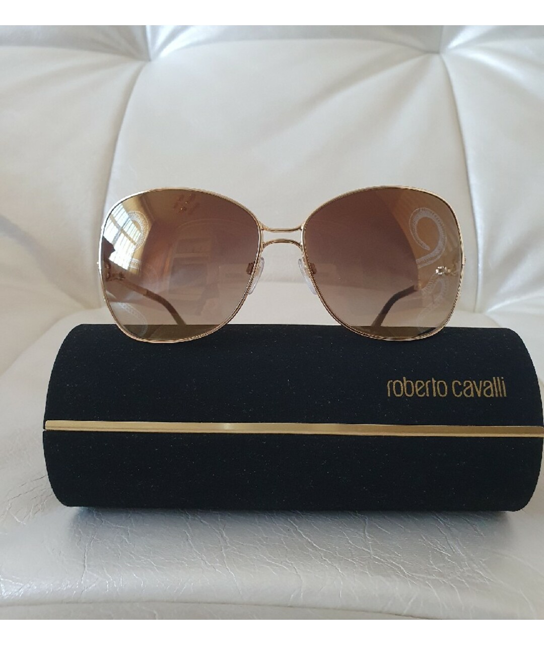 ROBERTO CAVALLI Золотые металлические солнцезащитные очки, фото 2