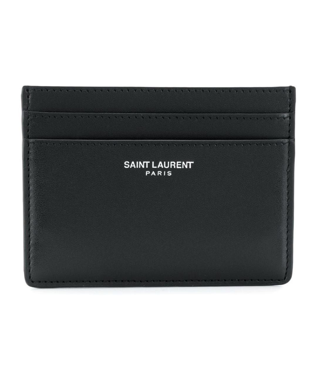 SAINT LAURENT Антрацитовый кожаный кардхолдер, фото 4