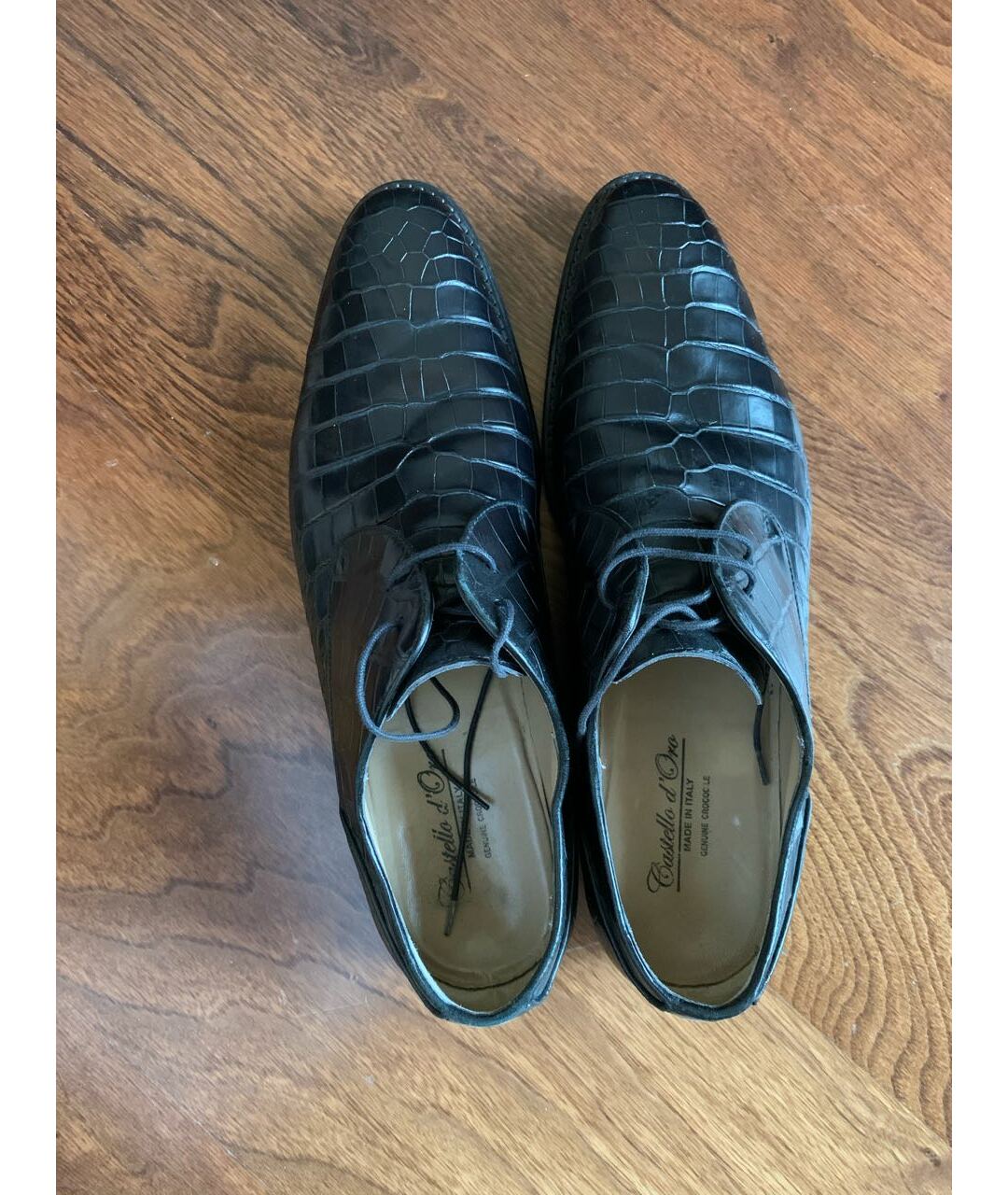 CASTELLO D'ORO Черные туфли из экзотической кожи, фото 3