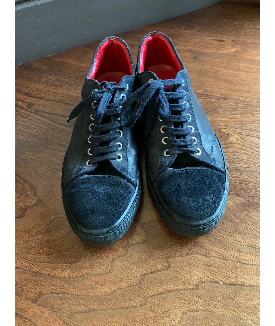 BILLIONAIRE Темно-синие кожаные низкие кроссовки / кеды, фото 2