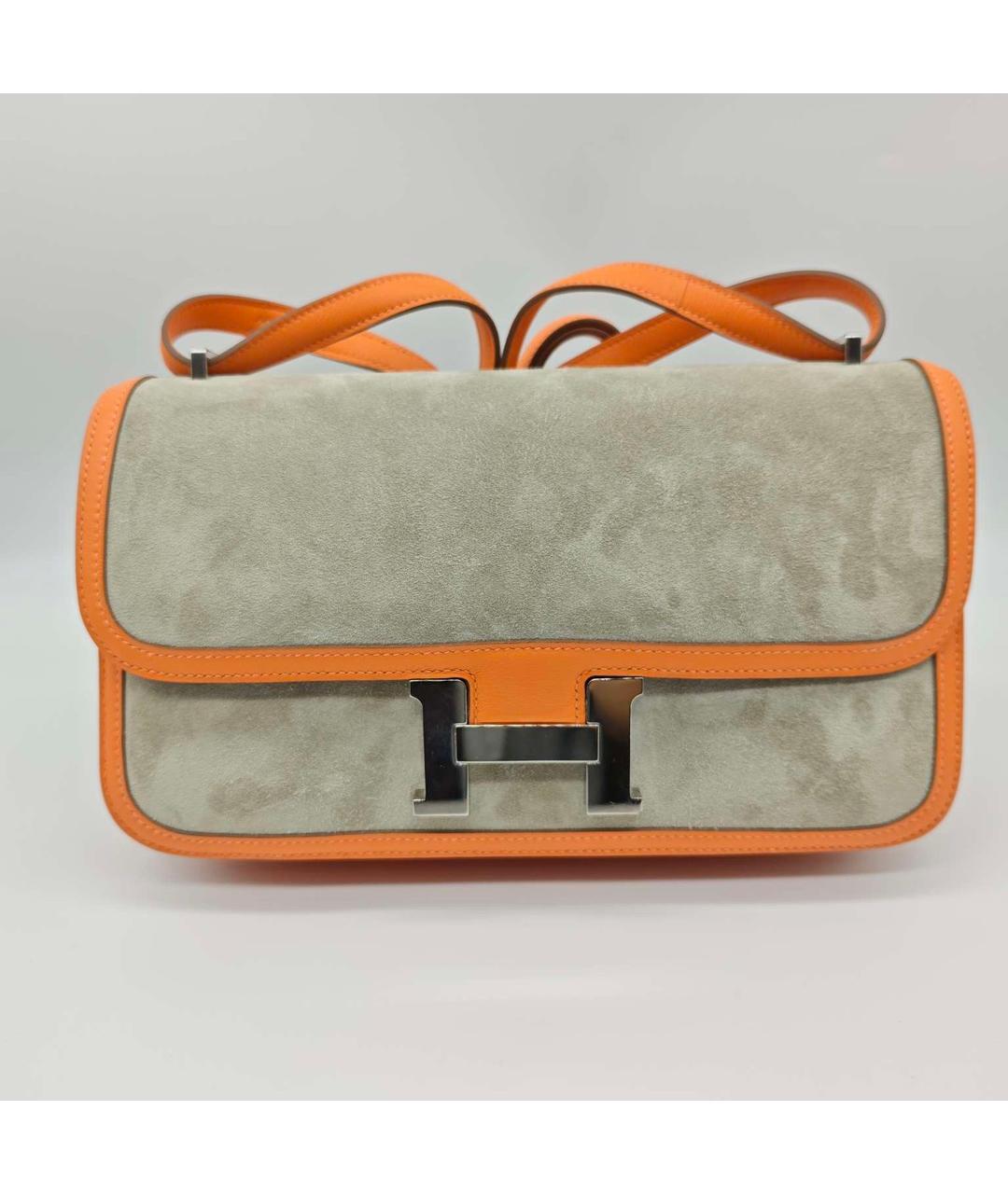 HERMES Оранжевая меховая сумка через плечо, фото 10