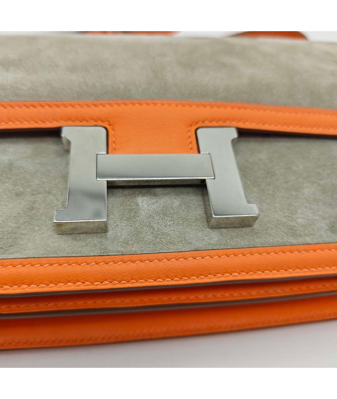 HERMES Оранжевая меховая сумка через плечо, фото 5