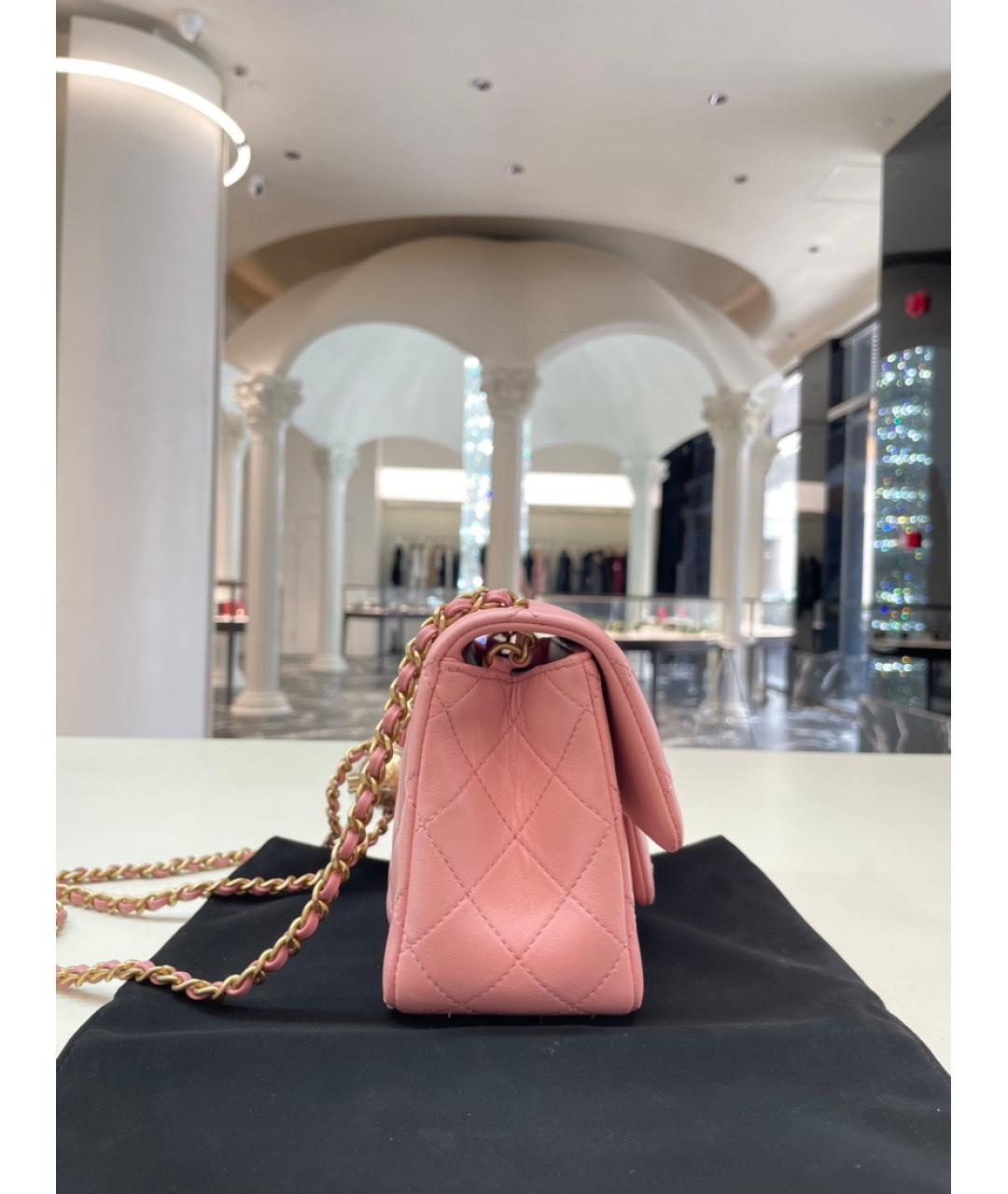 CHANEL Розовая кожаная сумка через плечо, фото 4