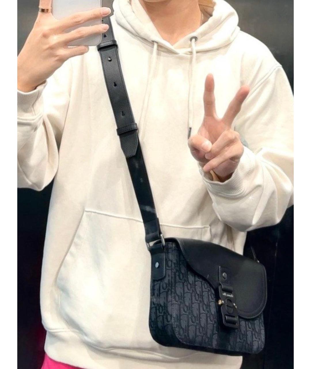 CHRISTIAN DIOR Черная жаккардовая сумка через плечо, фото 8