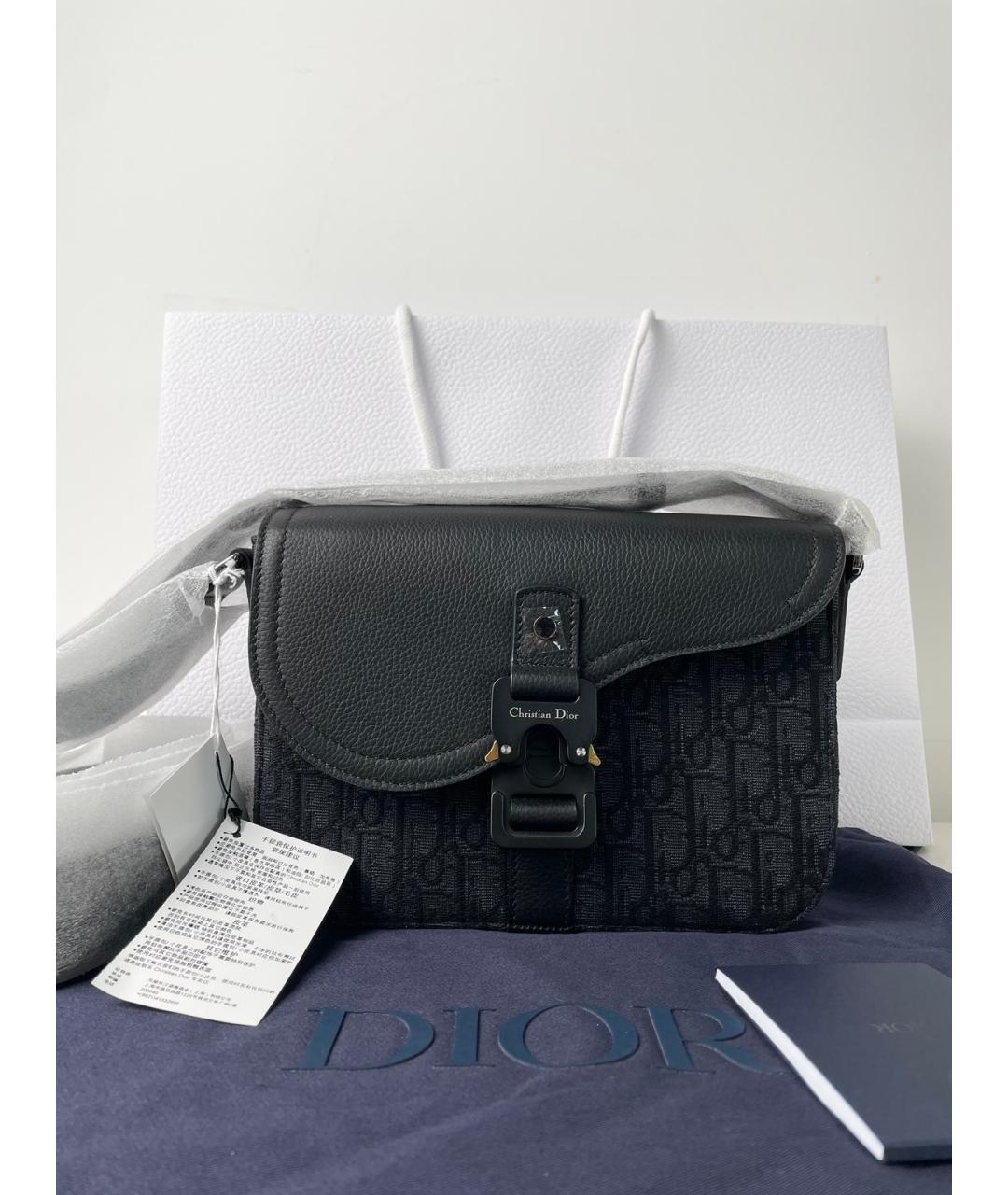 CHRISTIAN DIOR Черная жаккардовая сумка через плечо, фото 9