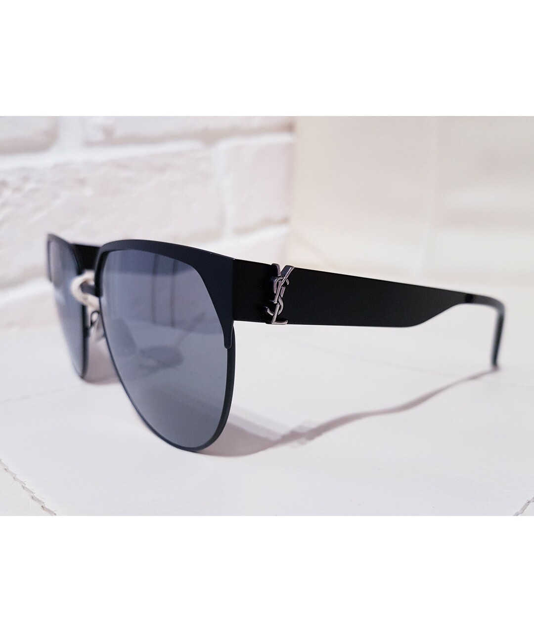 SAINT LAURENT Черные металлические солнцезащитные очки, фото 9