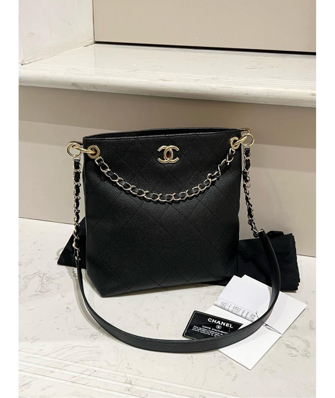 CHANEL Черная кожаная сумка тоут, фото 3