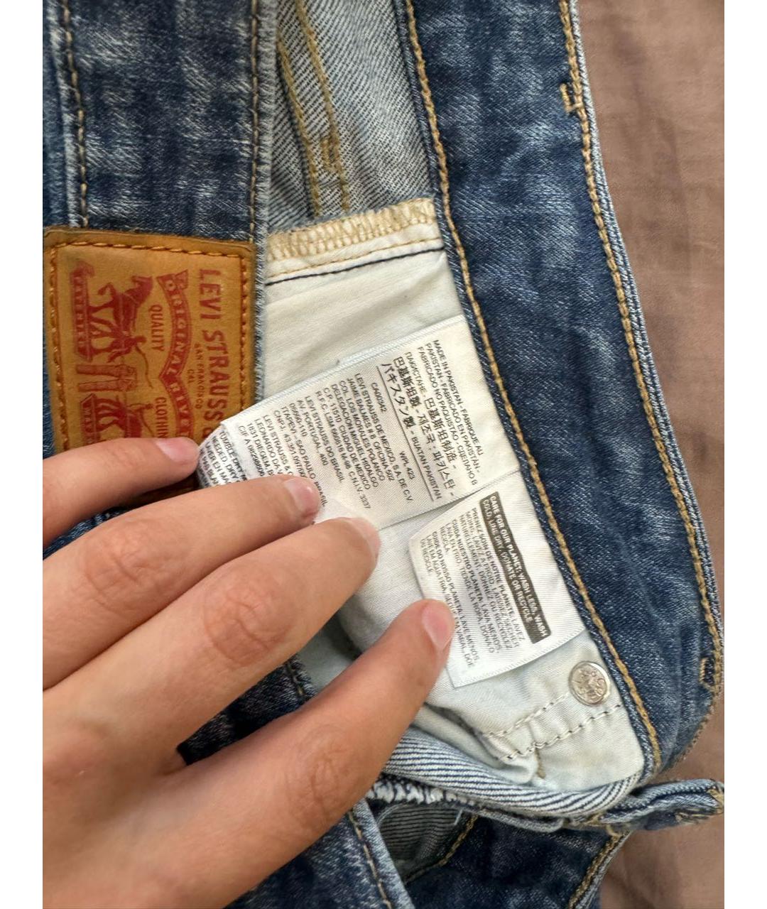 LEVI'S Синие хлопко-эластановые джинсы слим, фото 5