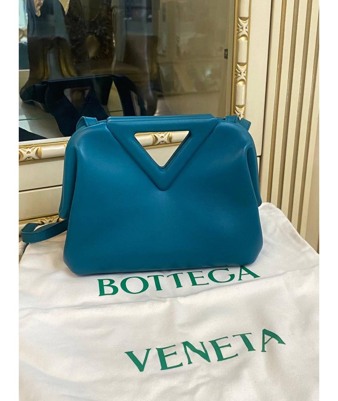 BOTTEGA VENETA Бирюзовая кожаная сумка через плечо, фото 2