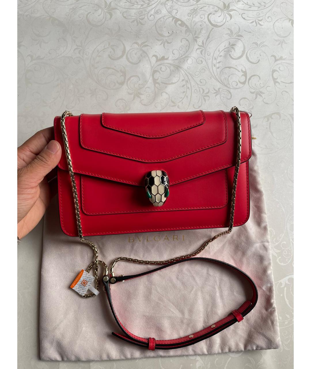 BVLGARI Красная кожаная сумка через плечо, фото 7