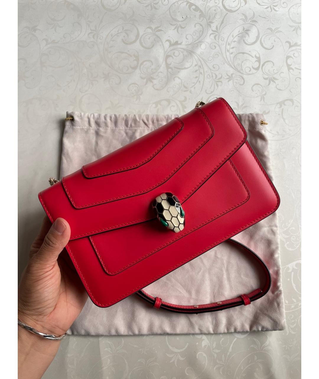 BVLGARI Красная кожаная сумка через плечо, фото 2