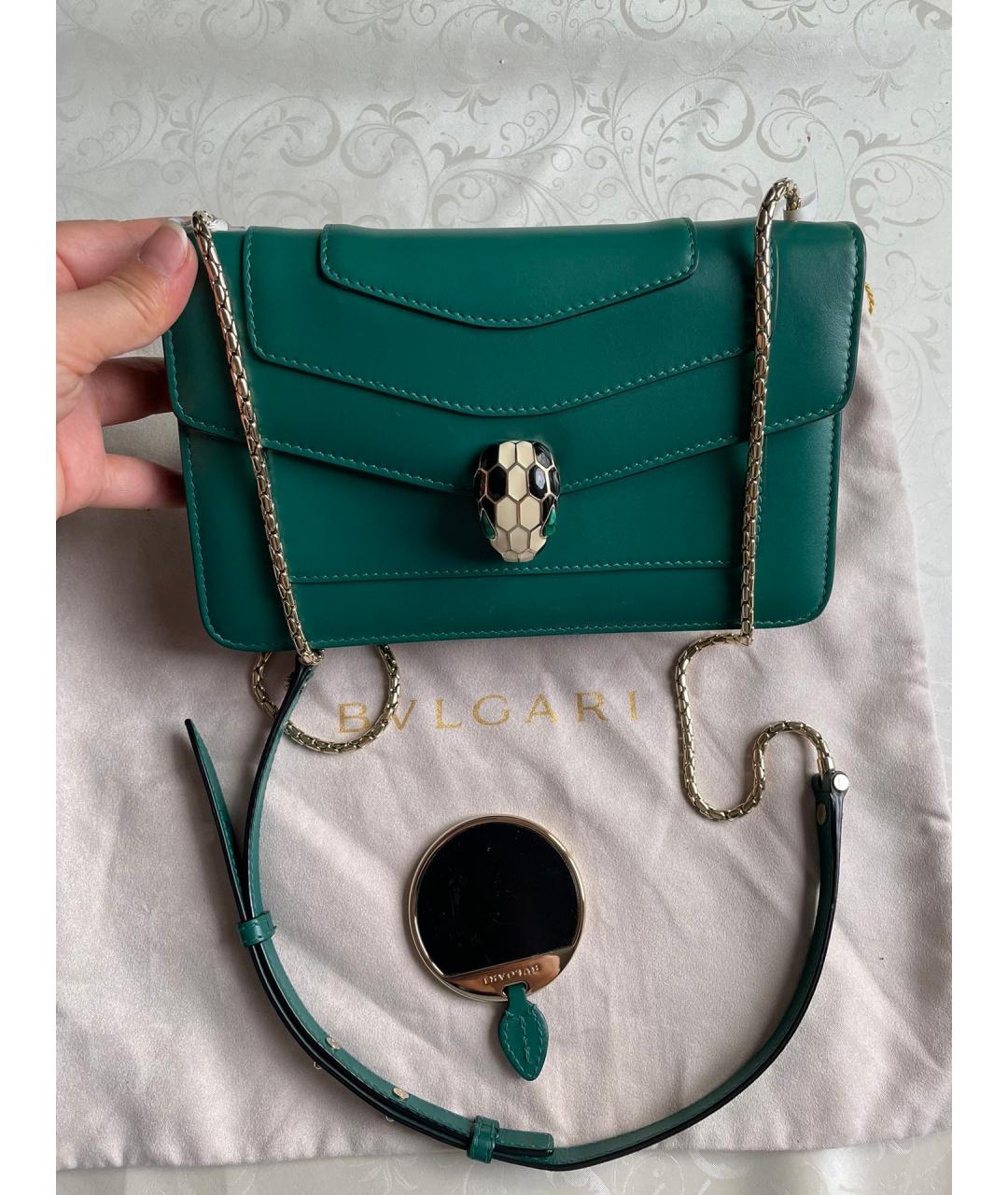 BVLGARI Зеленая кожаная сумка через плечо, фото 7