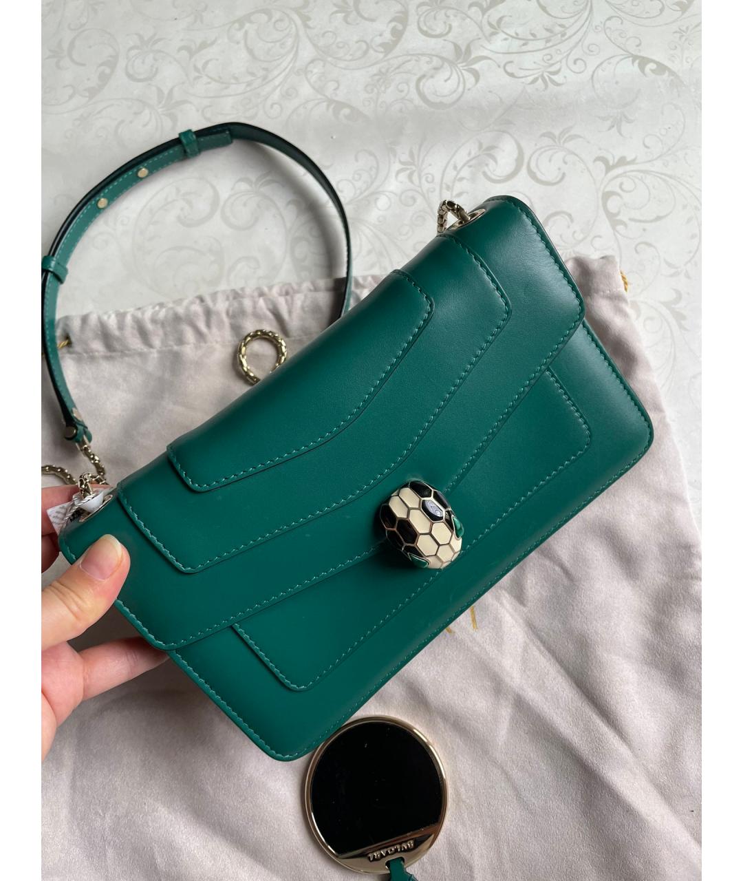 BVLGARI Зеленая кожаная сумка через плечо, фото 2