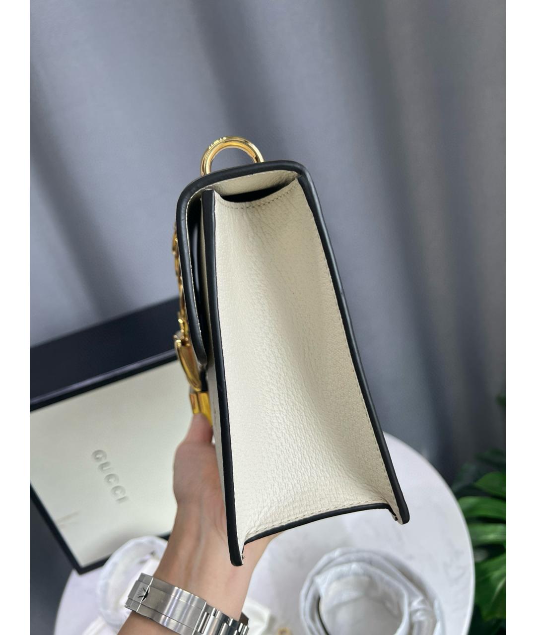 GUCCI Белая кожаная сумка тоут, фото 4