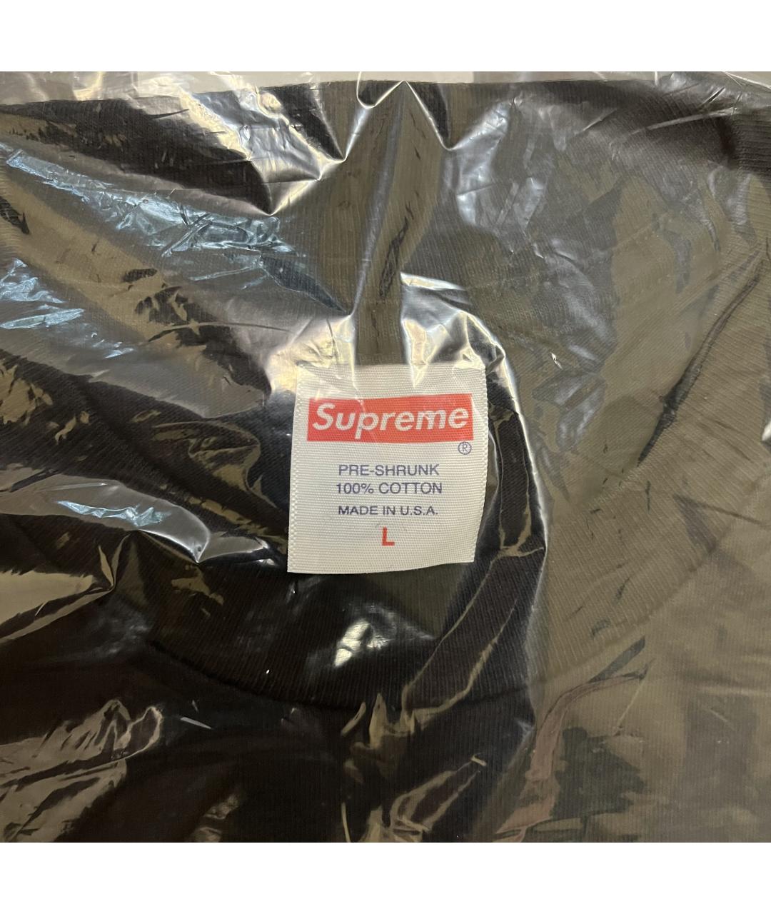 SUPREME Черная хлопковая футболка, фото 5