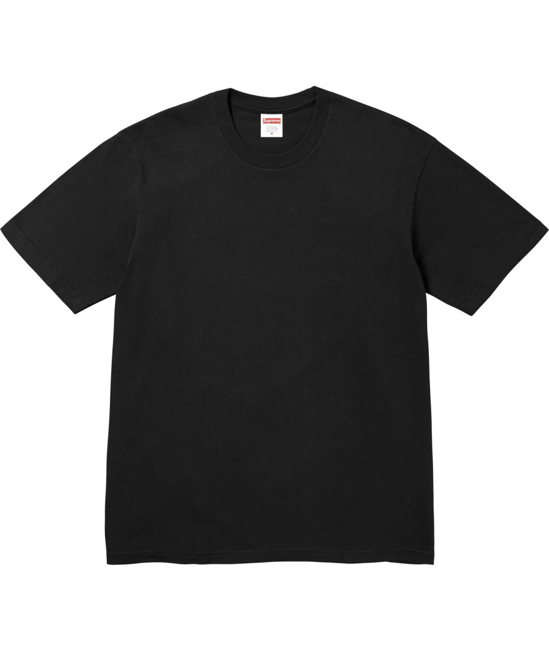 SUPREME Черная хлопковая футболка, фото 2