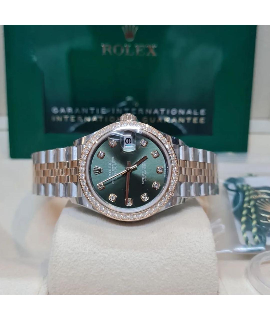 ROLEX Зеленые часы из желтого золота, фото 3