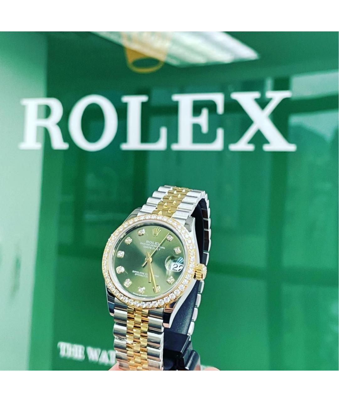 ROLEX Зеленые часы из желтого золота, фото 5